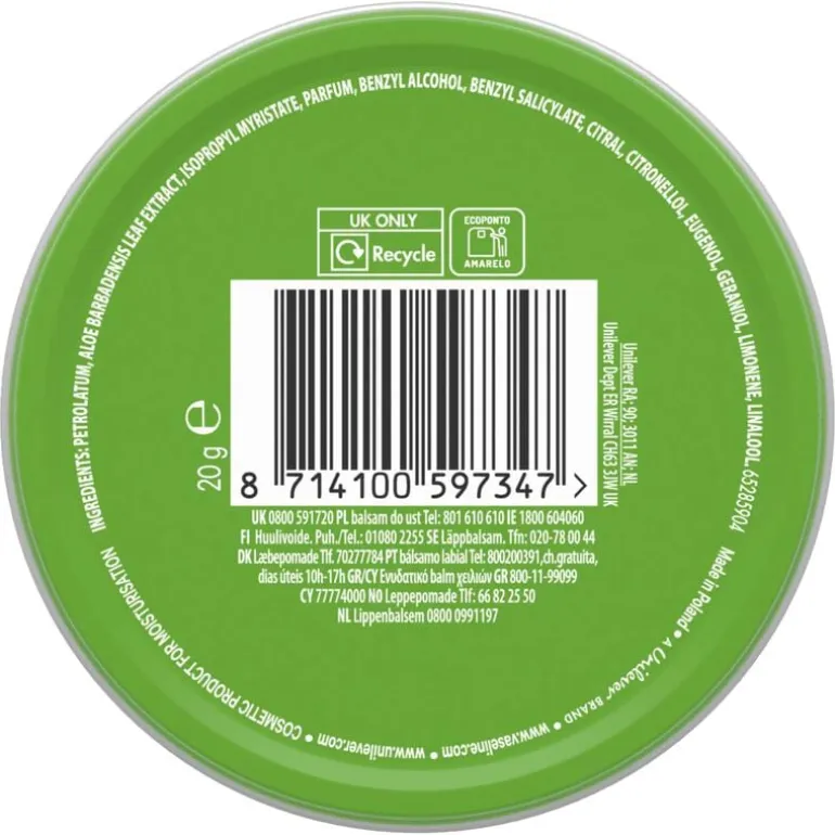 Vaseline Aloë Vera Petroleum Jelly Lippenbalsem