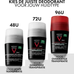 Vichy Homme Deodorant Roller 72U 50 ML