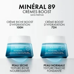 Vichy Mineral 89 100U Rijke Hydraterende Crème Zonder Parfum 50 ML