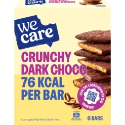WeCare Bars Crunchy Dark Choco 6 stuks